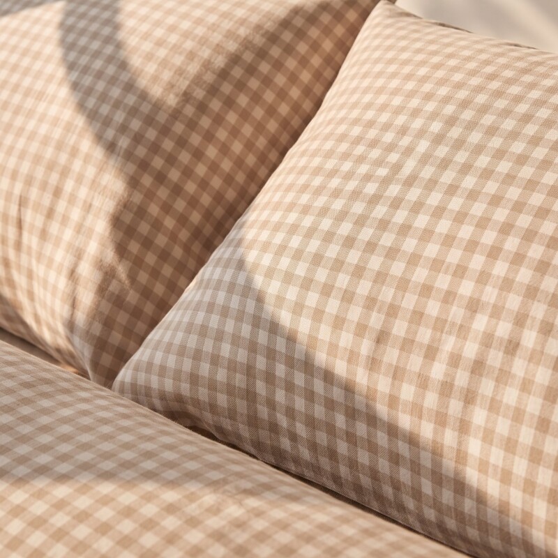 Fundas de almohada algodón Vichy Beige 50x70cm