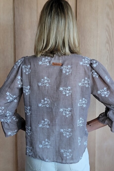 Blusa Copenhague Broderie Tostado