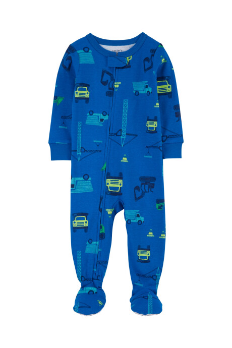 Pijama una pieza de algodón, con pie y diseño construcción Sin color