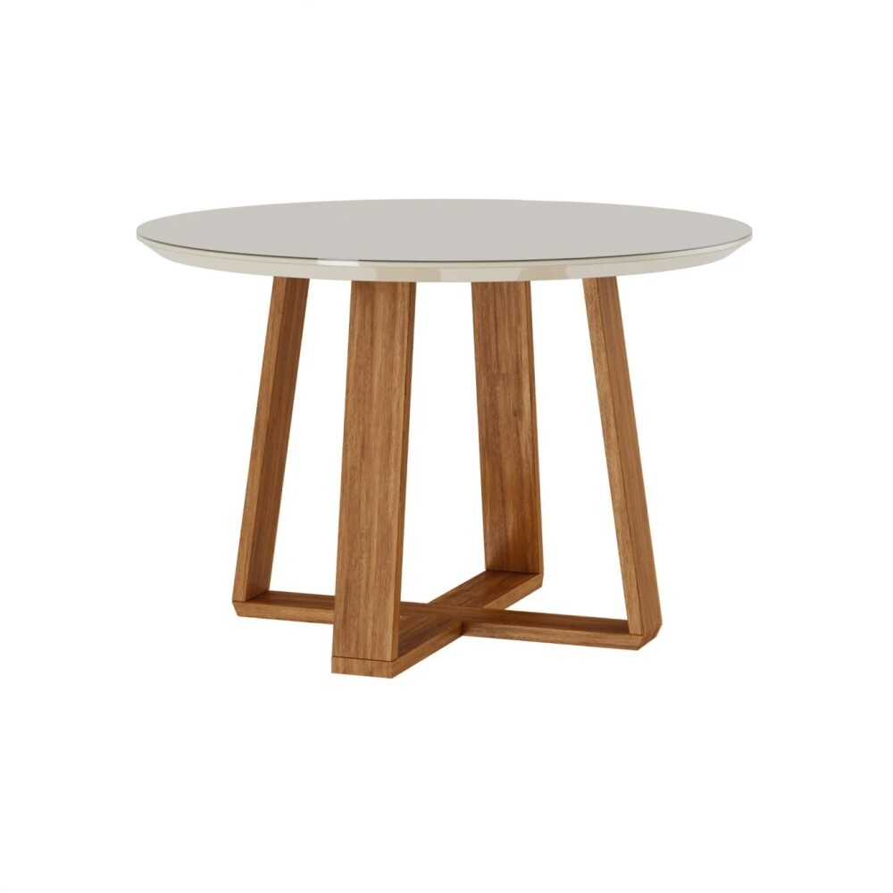 Mesa de Comedor 1.0 Redonda Linea Manhattan Blanco/Natural Mesa de Comedor 1.0 Redonda Linea Manhattan Blanco/Natural