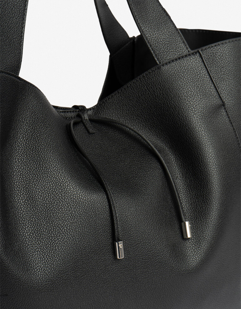 Shopper Basicos Shopper Con Bolso Negro - Negro