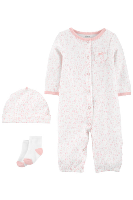 Pijama de una pieza, medias y gorro de algodón 0