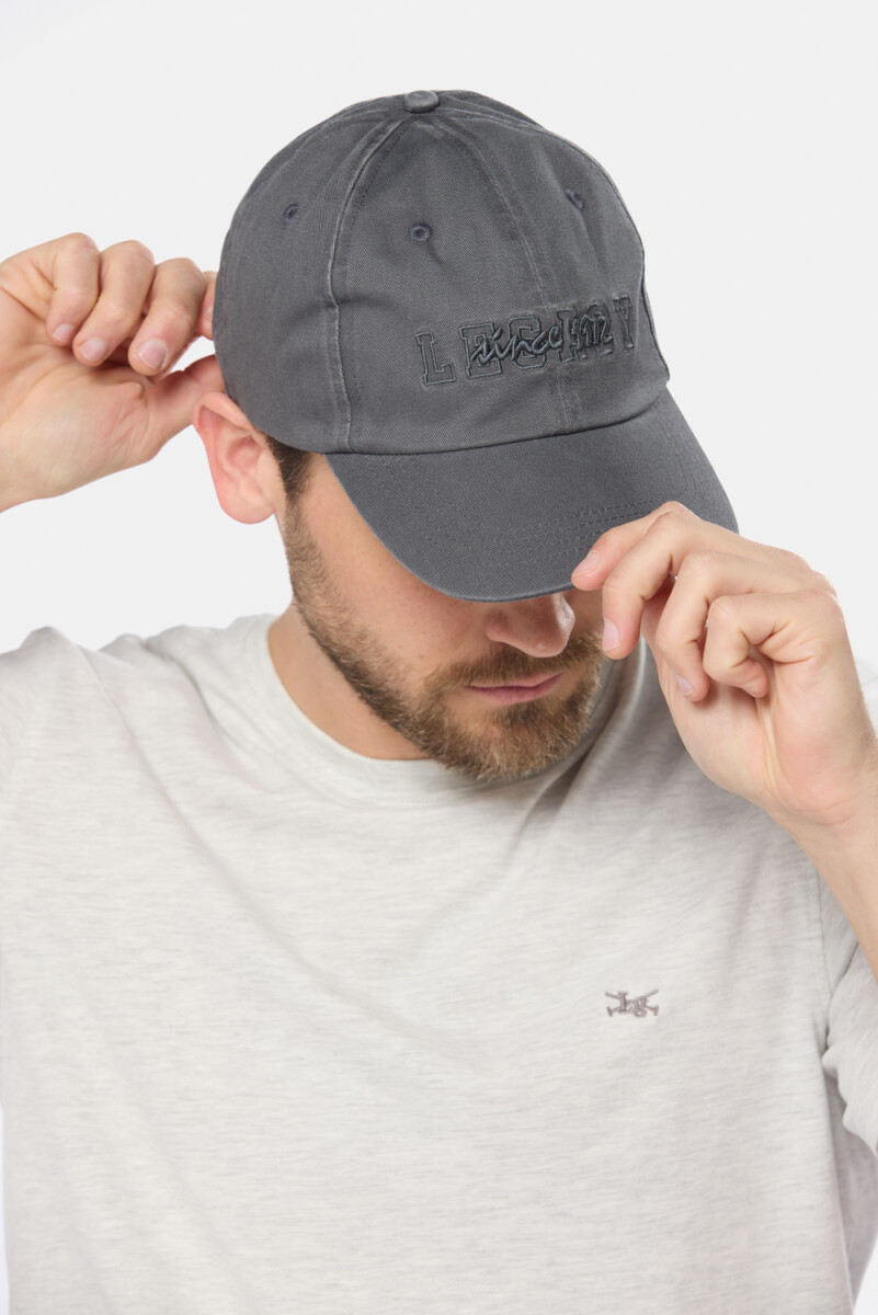 GORRO VISERA DE LONA BORDADO - Gris 
