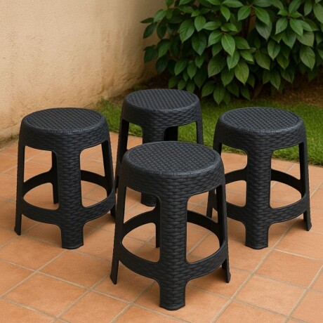 Set x4 Banqueta simil ratán NEGRO