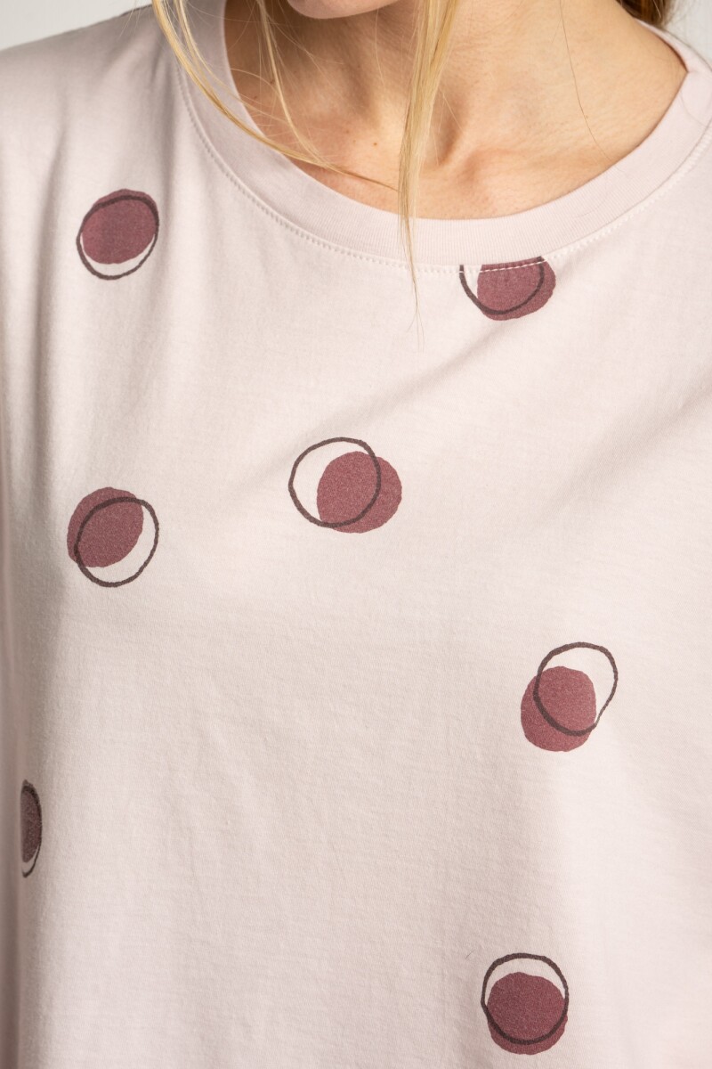 Remera Algodon Lunares Rosa Rosa