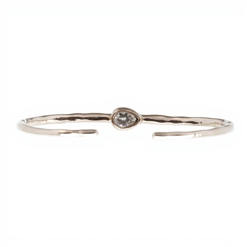 Brazalete Delhi-Plata 925 rodinada- Piedra Cuarzo rosa-BR2015 conpiedra