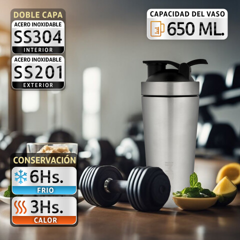 Vaso Termico Batidos Doble Capa 650ml Tapa Acero Inoxidable Vaso Termico Batidos Doble Capa 650ml Tapa Acero Inoxidable
