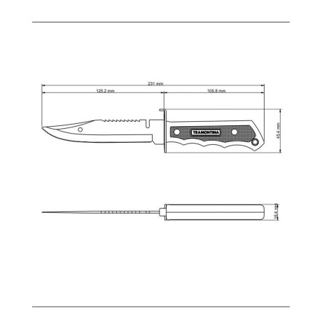 Cuchillo deportivo 5" Tramontina Ideal Caza Pesca y Camping Negro