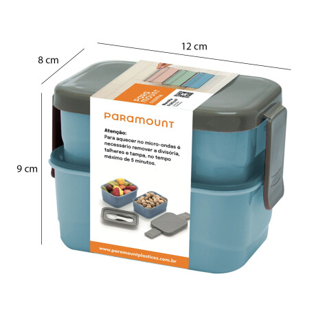 Mini Lunchera Práctica Viandas Cubiertos Plásticos 12x8x9Cm Azul