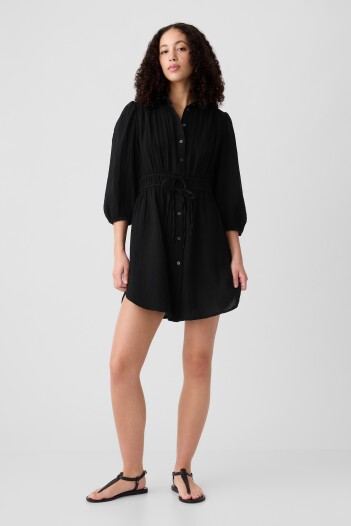 Vestido Camisero Muselina Mujer Black 1
