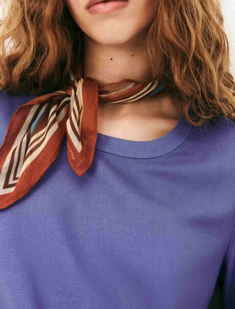 BLUSA MANGA CORTA DE LINO AZUL