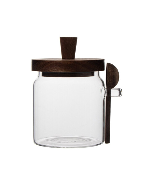 FRASCO VIDRIO C/CUCHARA Y TAPA MADERA D10x13.5CM FRASCO VIDRIO C/CUCHARA Y TAPA MADERA D10x13.5CM