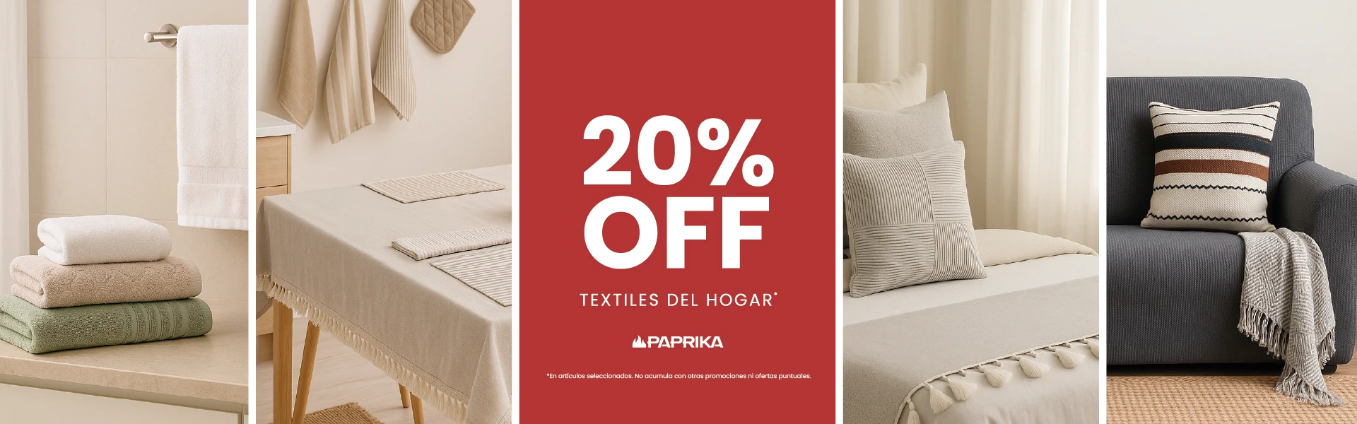 20% OFF TEXTILES DEL HOGAR