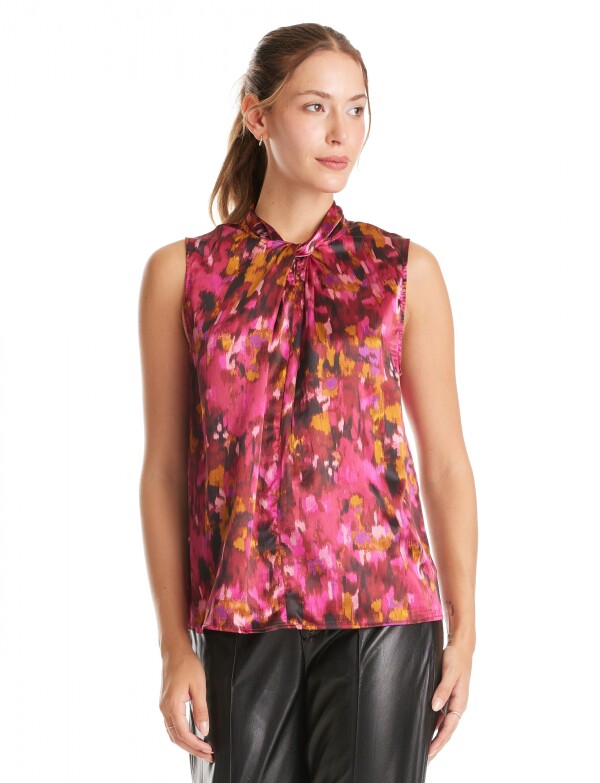 Blusa Saten Print MULTI/FUCSIA