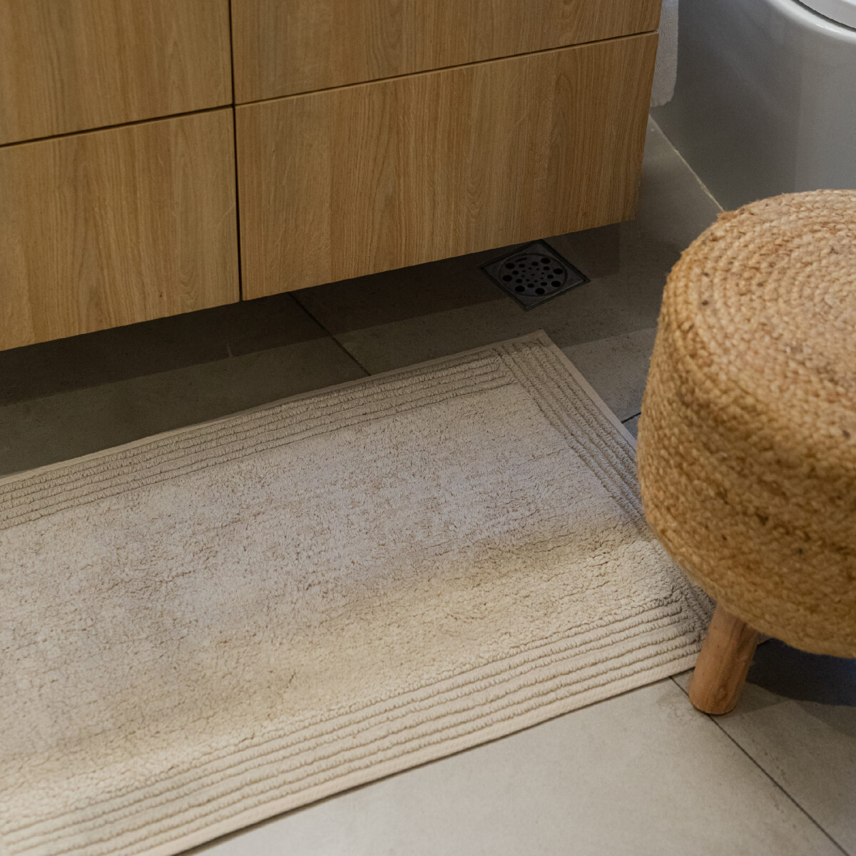 Alfombra de baño algodón 50x80cm - beige 