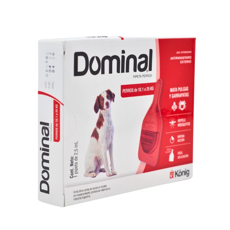 PIPETA ANTIPULGAS Y GARRAPATAS PARA PERROS DOMINAL KONIG DE 10,1 A 25 KG