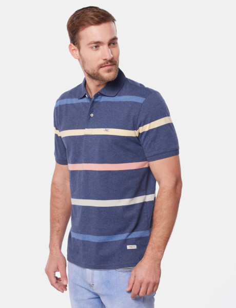 REMERA POLO JERSEY RAYADA Azul