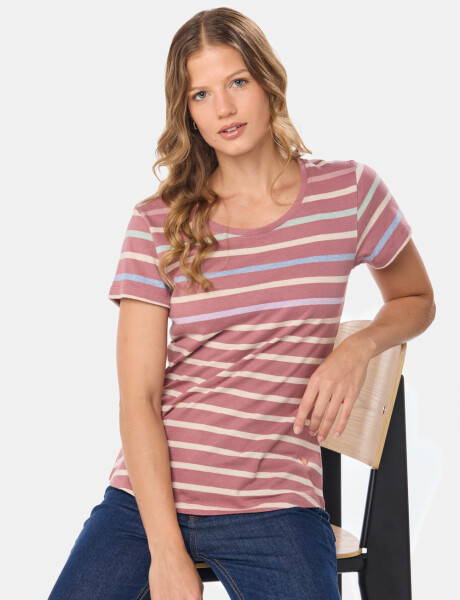 REMERA RAYADA Rosado