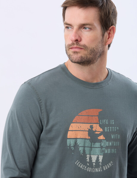 REMERA ESTAMPADA DE ALGODÓN PETROLEO