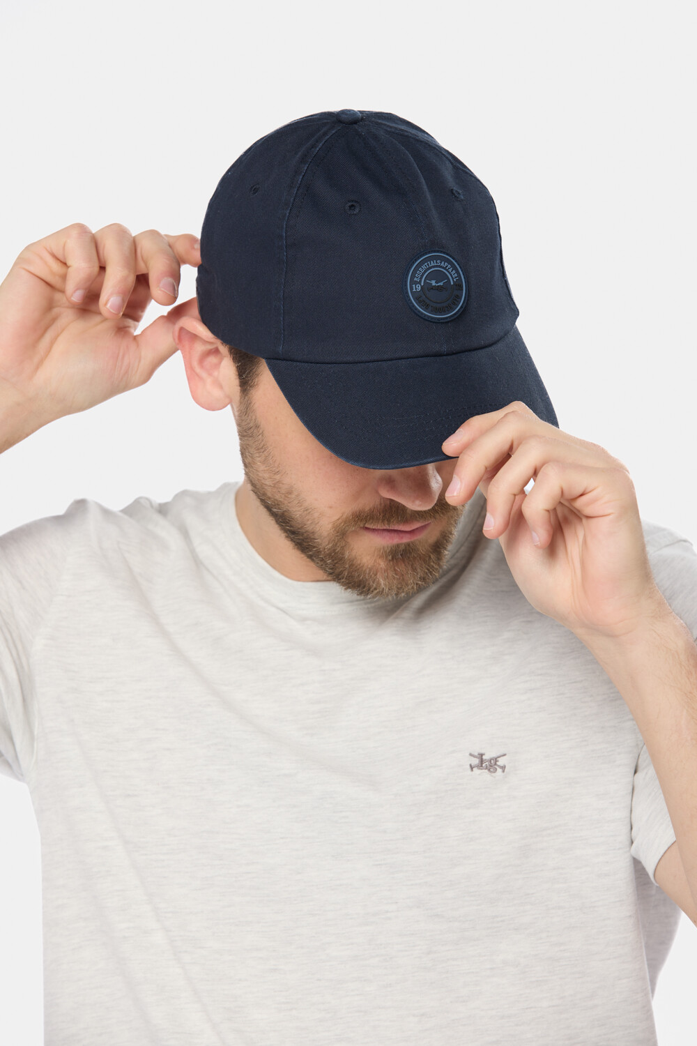 GORRO VISER DE LONA CON PARCHE DE GOMA Azul