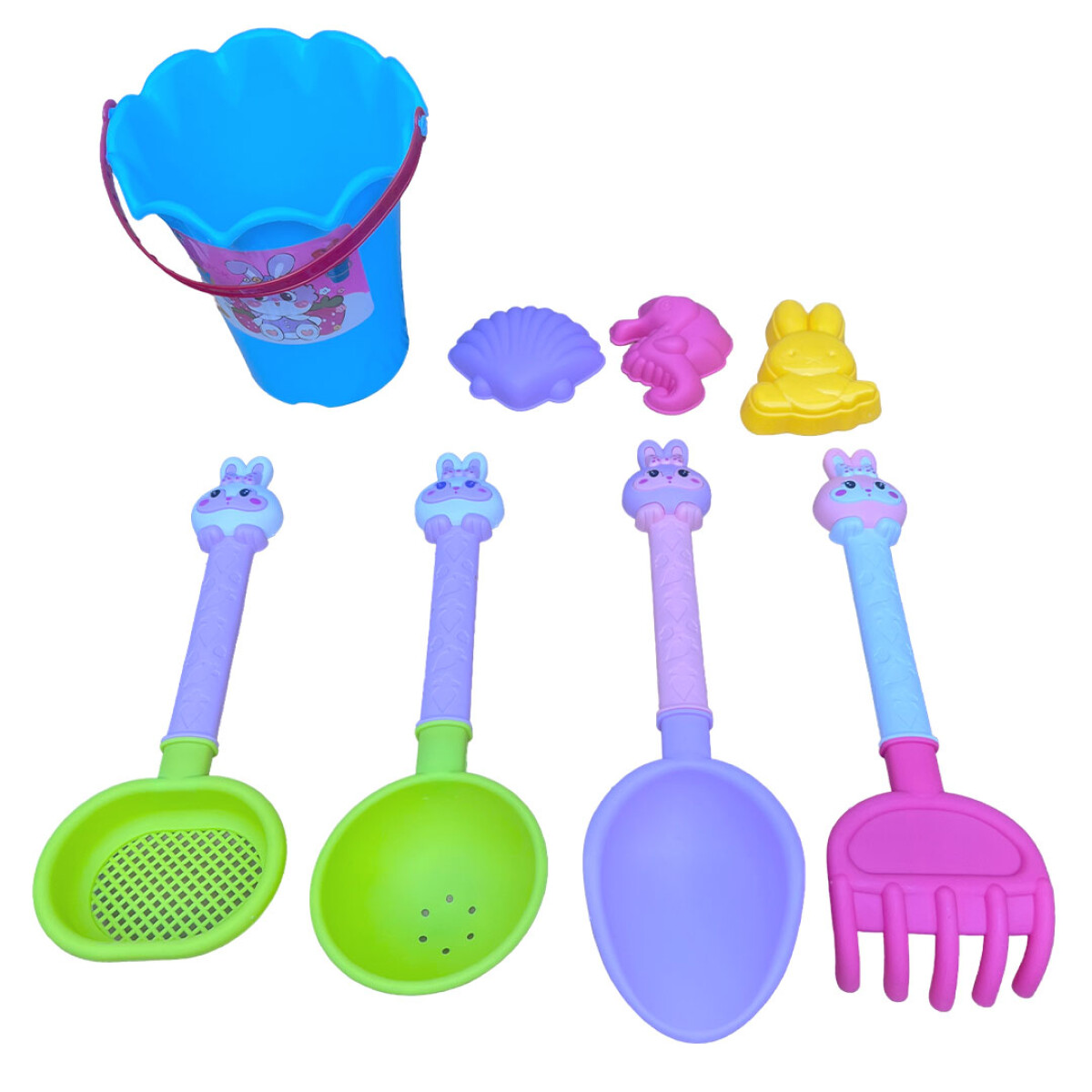 3x2 Balde de playa c/ accesorios y moldes 8 piezas - 3x2 Balde De Playa C/ Accesorios Y Moldes 8 Piezas 