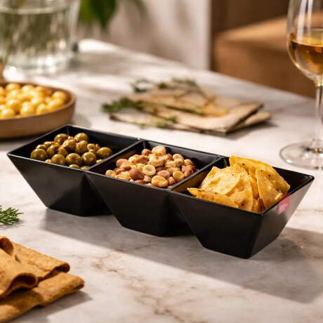 Copetinero Le Chef Rectangular con 3 Divisiones 35x11.5x6Cm Negro