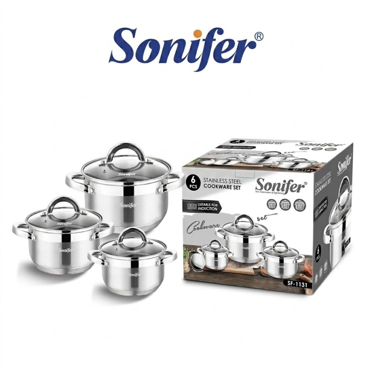 Batería De Cocina Sonifer 6 Piezas Acero Inoxidable 