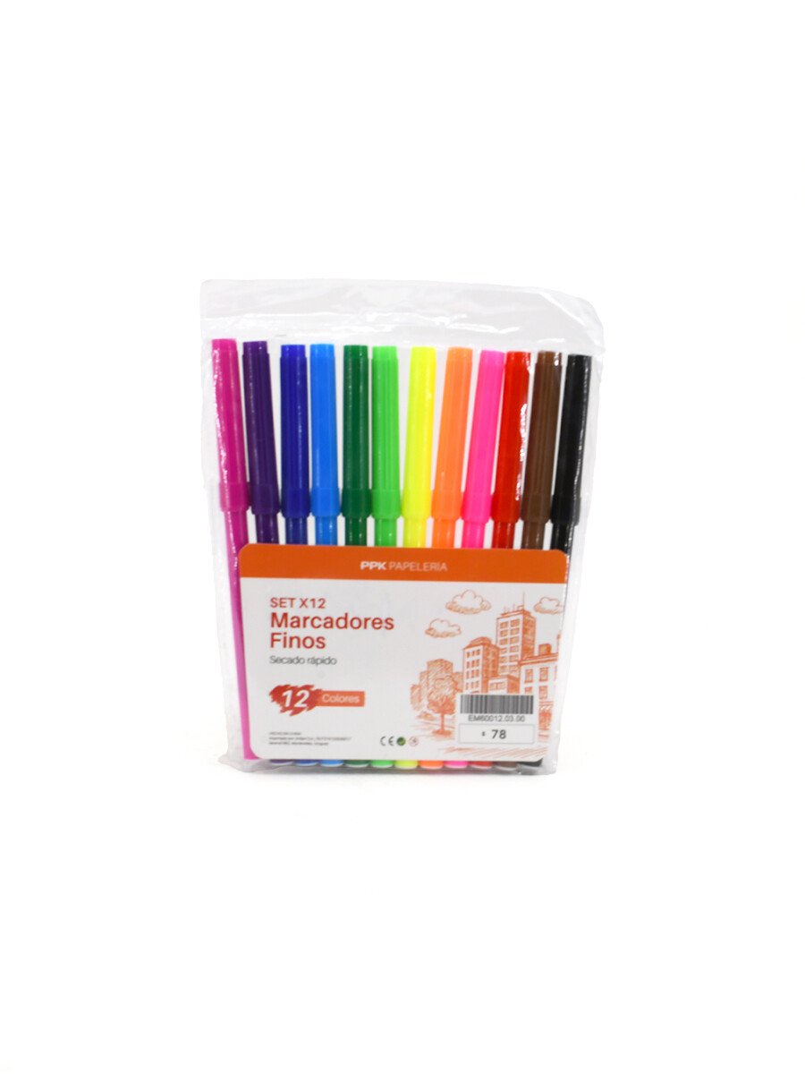 MARCADORES FINOS 12 PCS - MULTICOLOR 