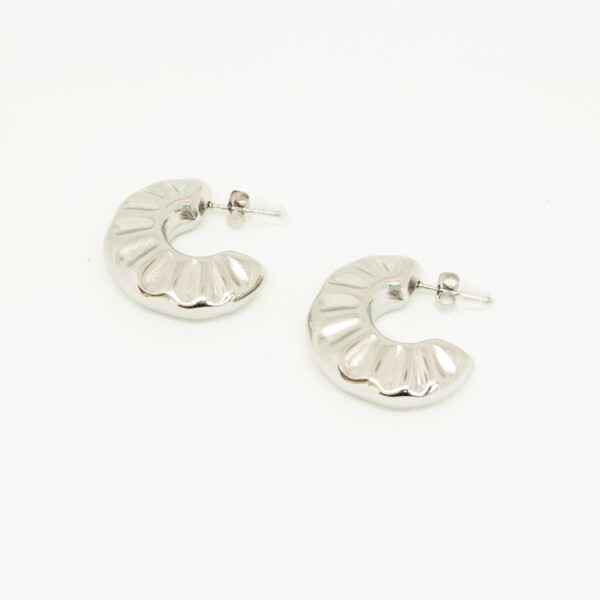 SEMI AROS CON RELIEVE RAINA PLATEADOS