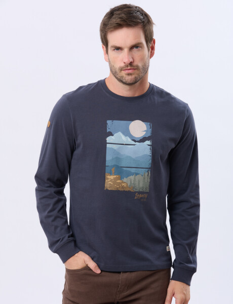 REMERA ESTAMPADA DE ALGODÓN Azul