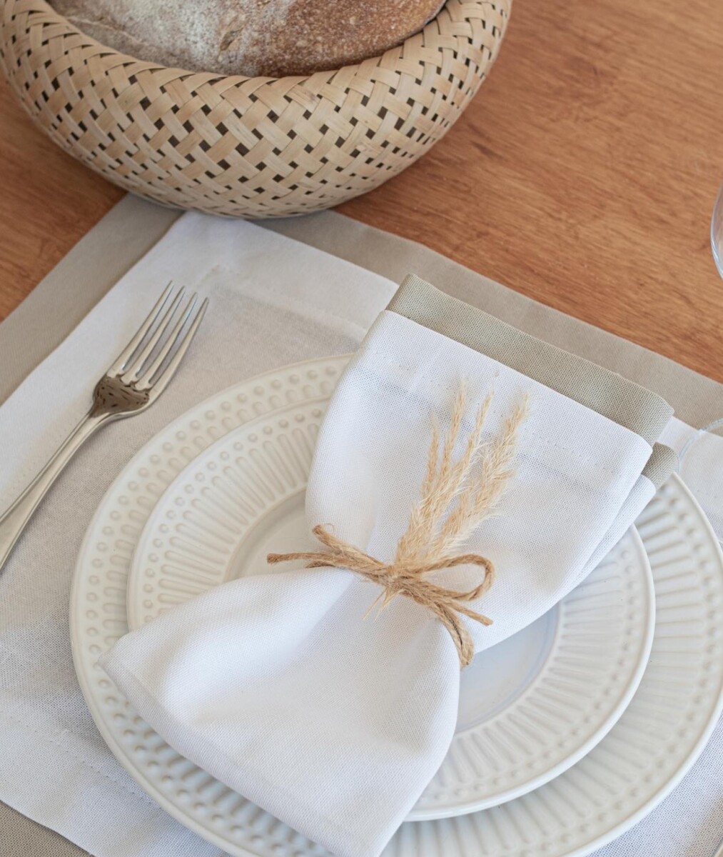 Individual Florencia - Blanco con tablas Beige 