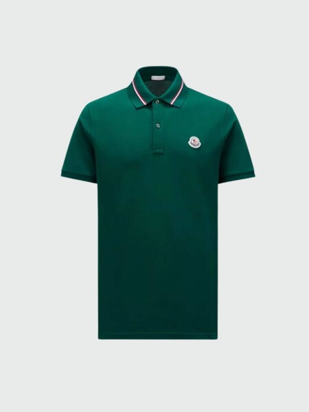 Moncler -Remera polo de algodón manga corta Verde Bosque