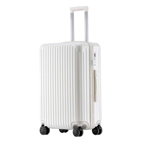 Valija Grande Rígida 4 Ruedas Giratorias c/Candado Integrado Blanco