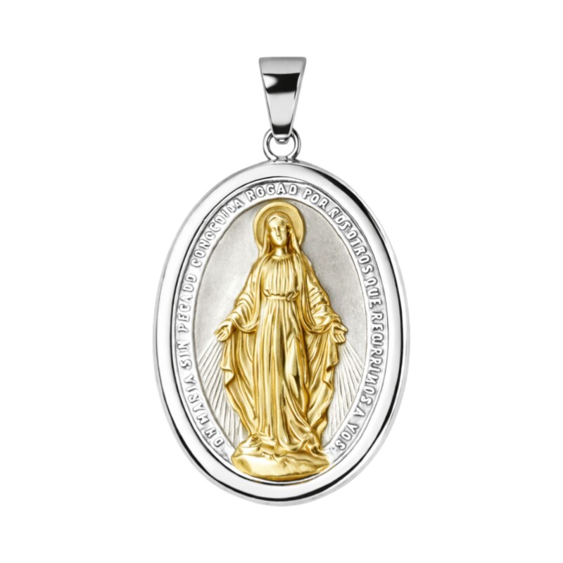 Dije virgen milagrosa - Plata 925 y oro - CP4643 sinpiedra