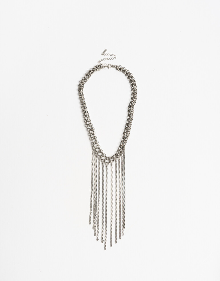 Collares Largos Metal Collar Largo Mesh Metálica - Plateado Antique Silver
