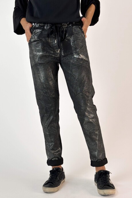 PANTALÓN FATMA Plateado - Negro