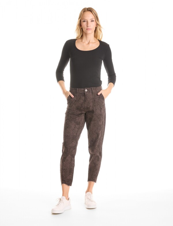 Pantalon Crop & Desflecado GRIS/MULTI