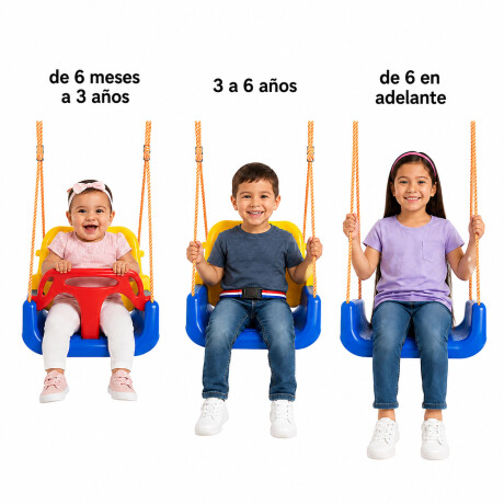Hamaca Infantil 3en1 Adaptable Bebé Niño Plástico c/Cuerdas Azul