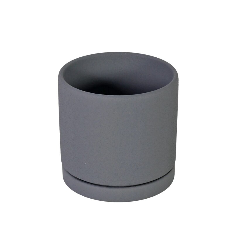 MACETERO CERAMICA GRIS OSC C/BASE 11X10.5CM Unica