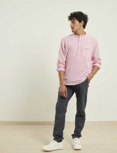 012105 CAMISA HARRINGTON LABEL DE LINO Rosado