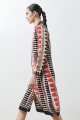Vestido estampado abstracto beige