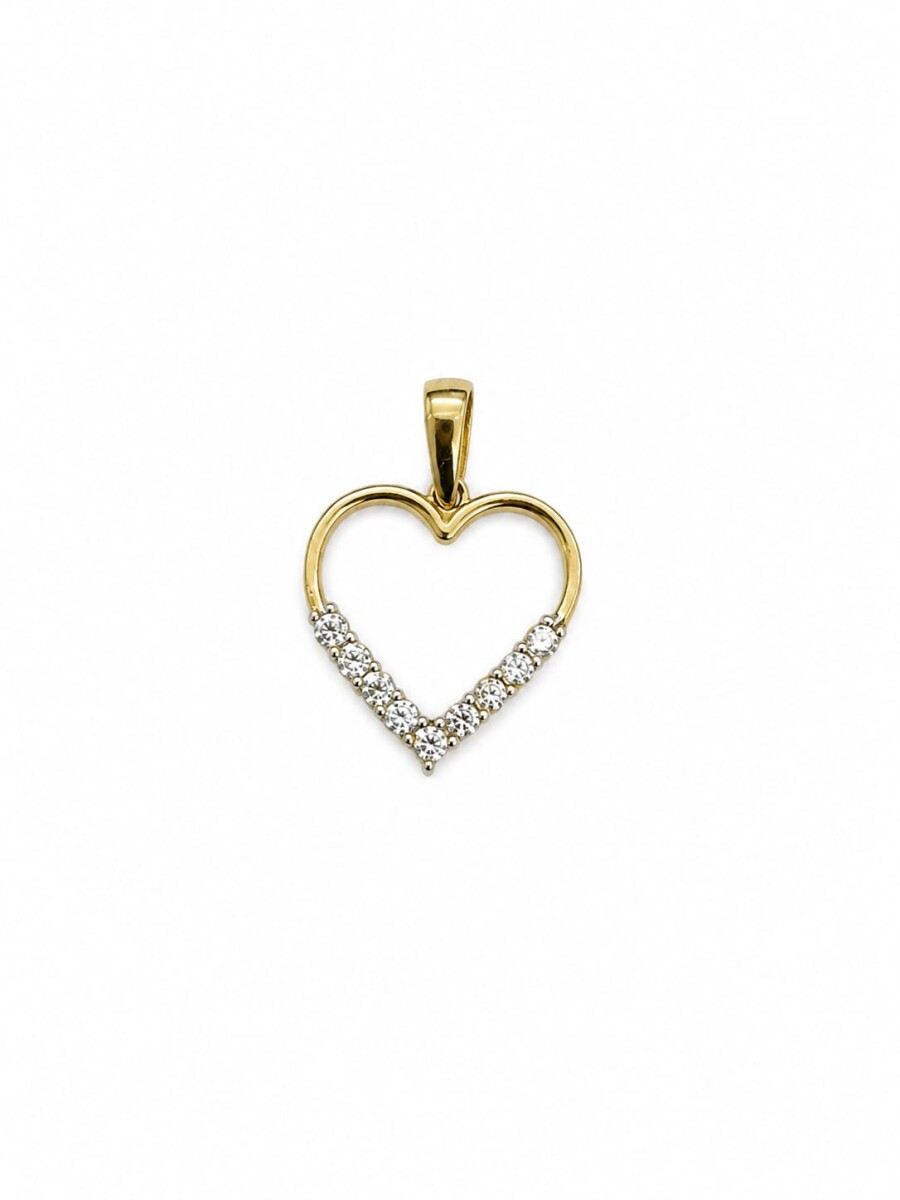 Colgante corazon Oro 10 Kt con zirconias 