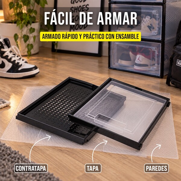 Set X4 Caja Organizadora Zapatos Zapatero Apilable Championes Calzado Premium Imback Negro Set X4 Caja Organizadora Zapatos Zapatero Apilable Championes Calzado Premium Imback Negro