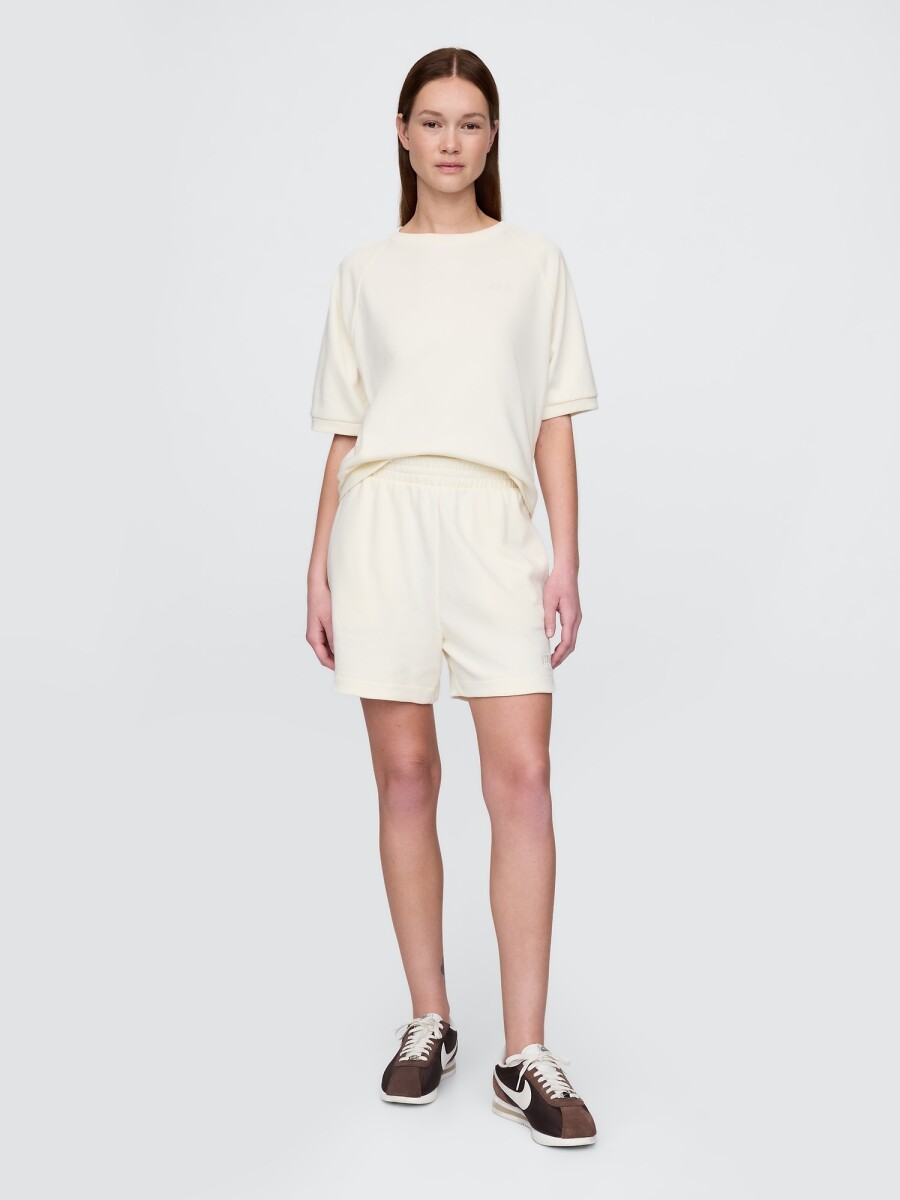 Short Sin Felpa Logo Gap Mujer - White Sail 