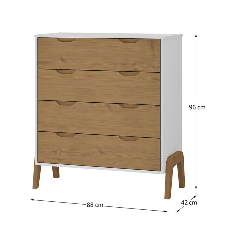 Comoda 4 cajones Linea Veneza Blanco/Miel