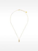 Collar Pluma Con Circonitas – Plata De Ley 925 dorado