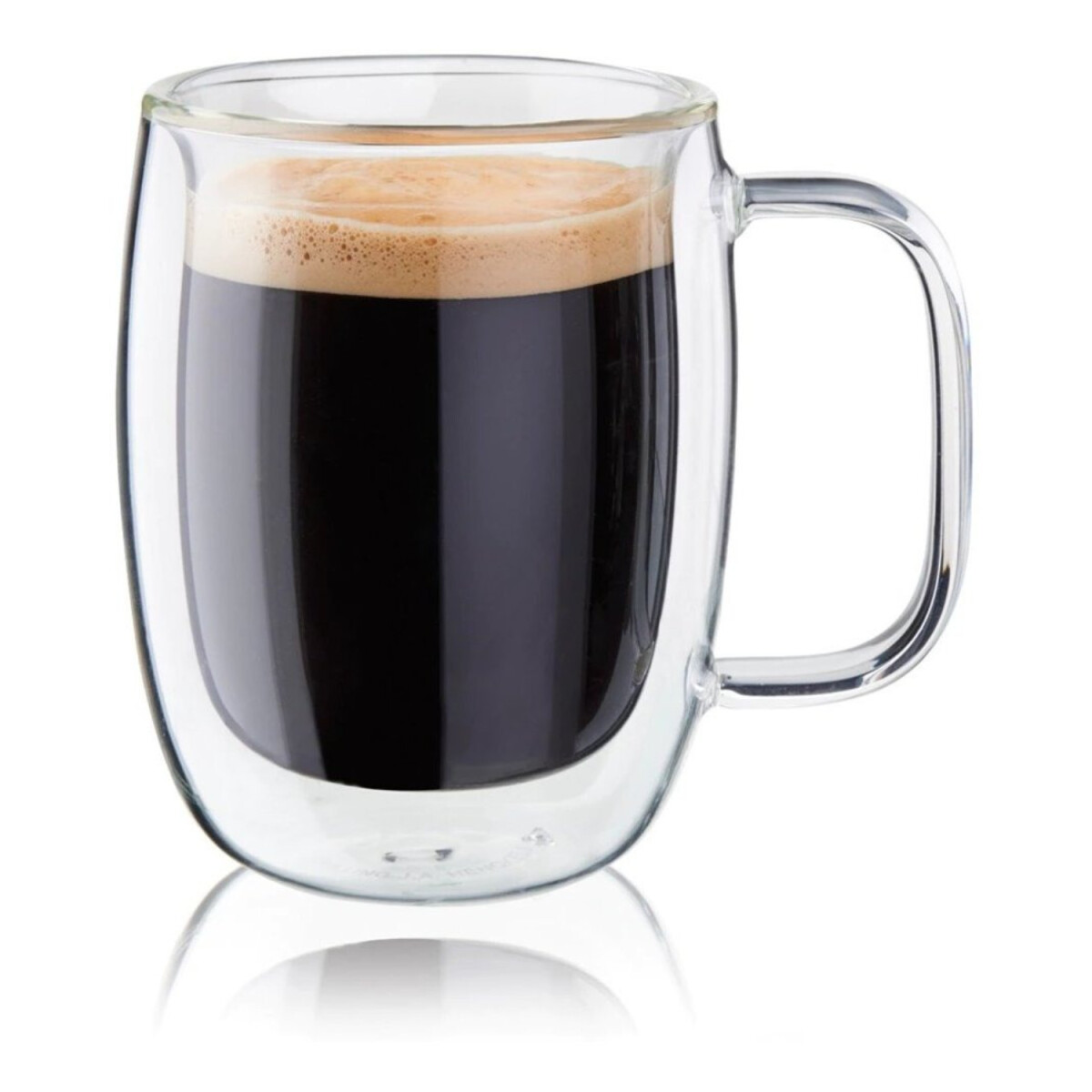 2 Tazas De Vidrio Doble Pared Aislamiento C/ Asa 380ml 