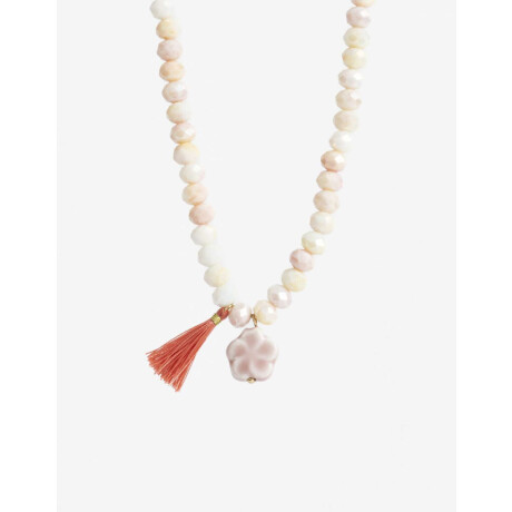 Collar Para Niñas Con Beads Y Dije Flor Rosa Bebe