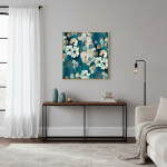 CUADRO CANVAS 60x60cm MARCO PINTURA FLORES AZUL 2 CUADRO CANVAS 60x60cm MARCO PINTURA FLORES AZUL 2