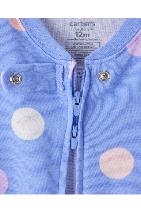 Pijama una pieza de algodón, con pie, diseño sonrisas Sin color